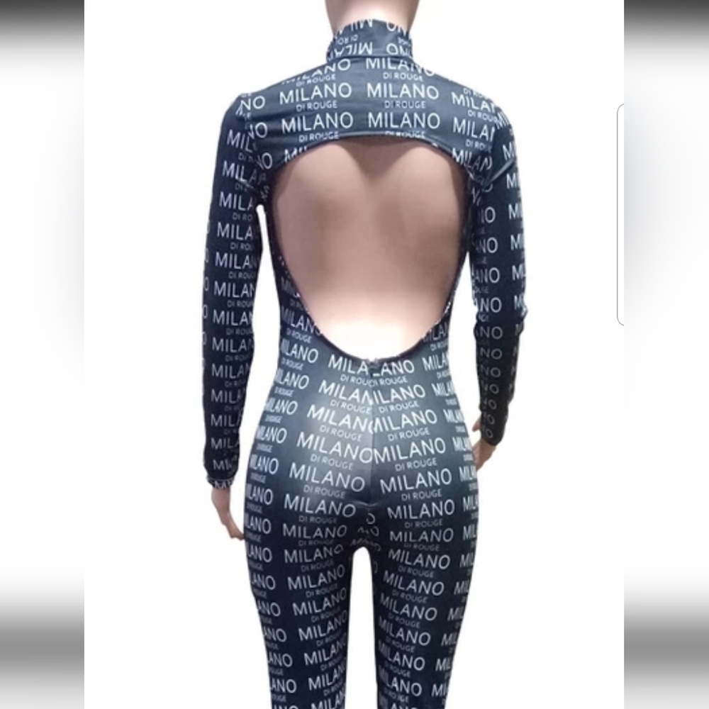 Black Milano Print Jumpsuit